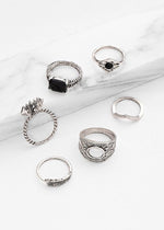 Rhinestone Geometric Ring Set