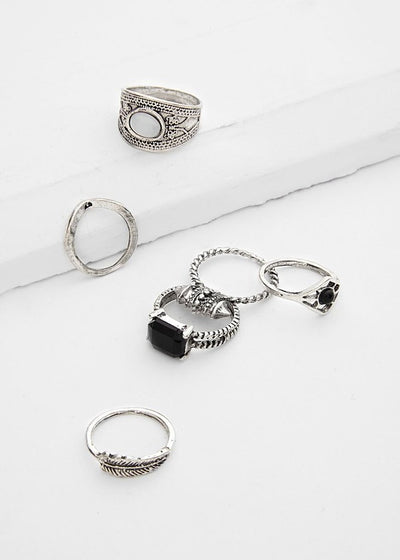 Rhinestone Geometric Ring Set